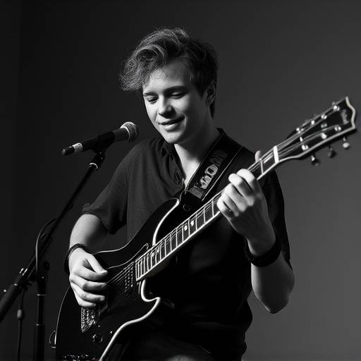 Black and white photo of Elias Thorne, founder of Sonic Sanctuary, in the early days of the studio