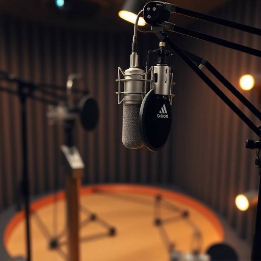 Microphone setup in a recording booth