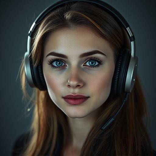 Portrait of Anya Petrova, Senior Producer, with headphones around her neck